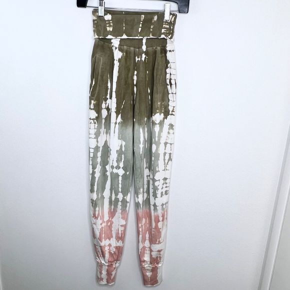 Young Fabulous & Broke Groove Jogger Pants S Ombre Tie Dye Green Pink Sweatpants - Picture 2 of 9